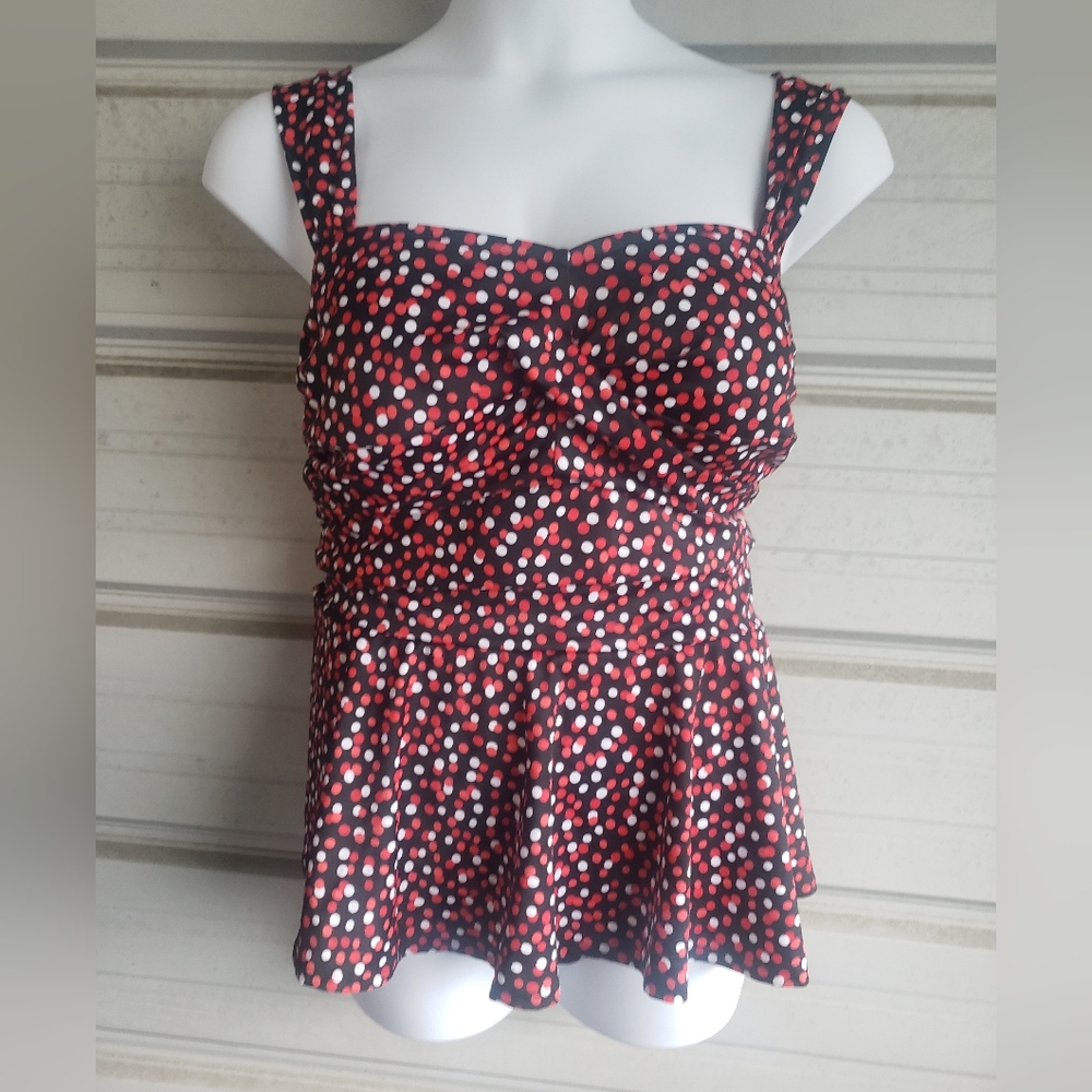 2x Plus Size 18/20 New Womens Polka Dot 2 Piece Swimsuit Skirtini